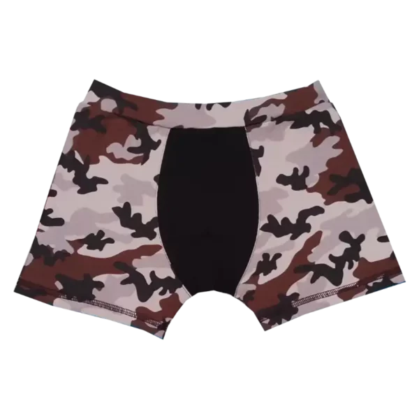 Boxerky maskáčovina hnědá s hnědou vsadkou