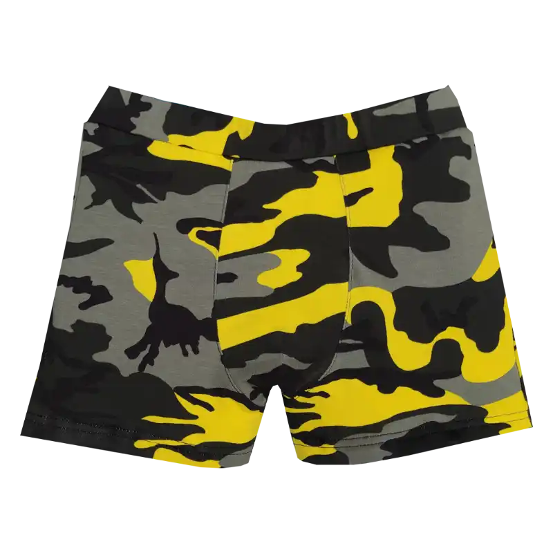 Boxerky černožlutá maskáčovina (jednostranné)